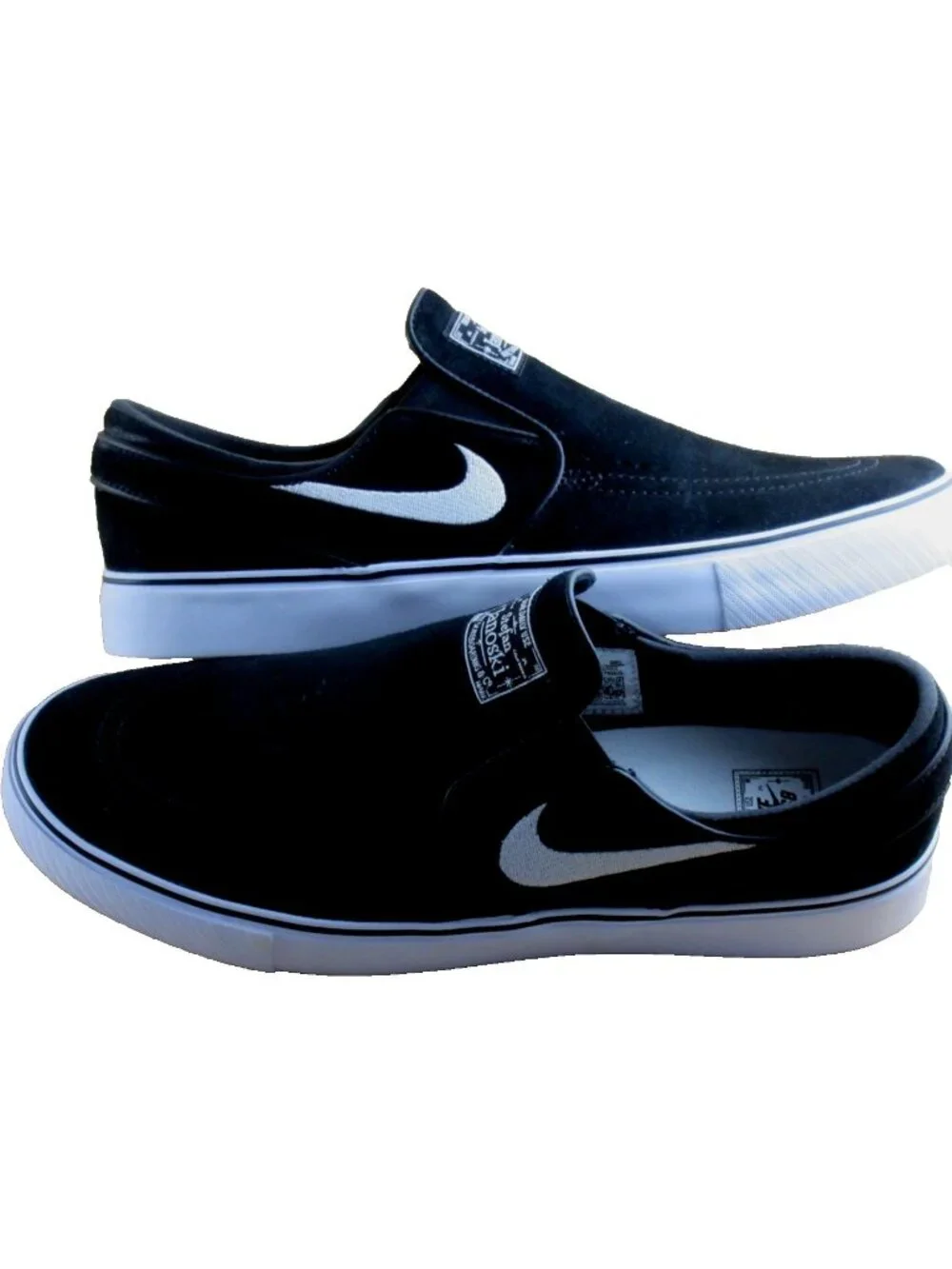 Nike Men's SB Janoski +  Slip On Skate Shoes Black White Suede Size 11.5 NEW